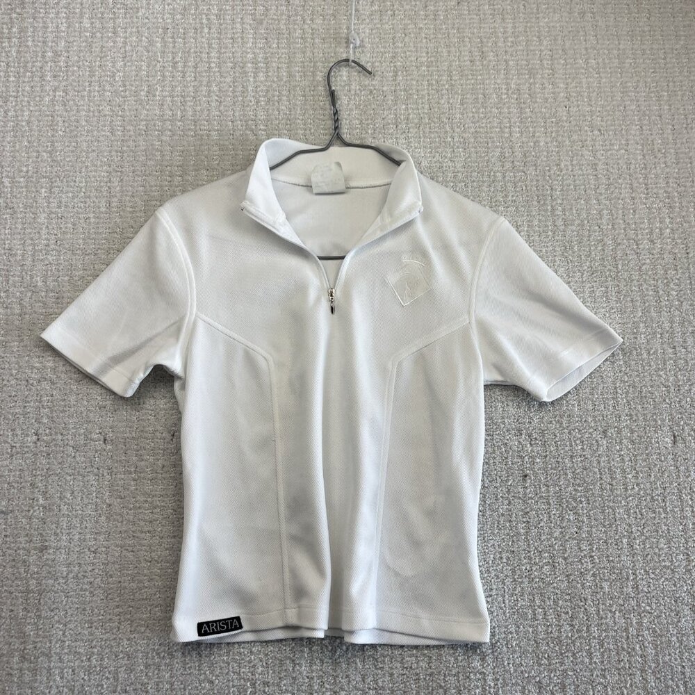 Vintage Arista Equestrian Quarter Zip Athletic Top White Canada made Wom Sz S